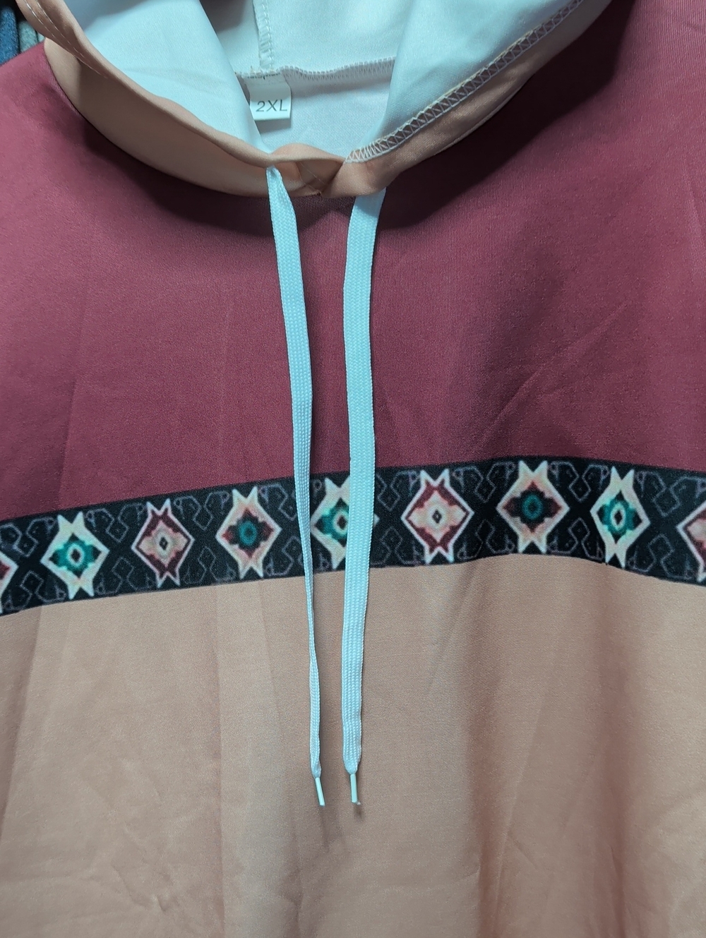Women's Colorblock Hooded Pullover Sweatshirt - Mauve & Peach